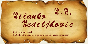 Milanko Nedeljković vizit kartica